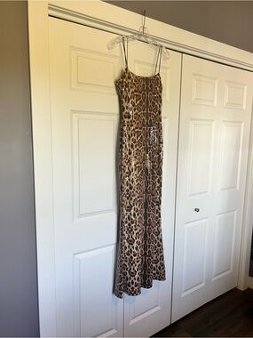 Leopard Print Strapless Slip Dress - Brown